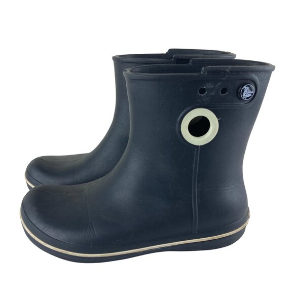 CROCS Womens Sz 5 Shorty Rain Boots Wellies Waterproof Blue Girls Pull On - Picture 1 of 5